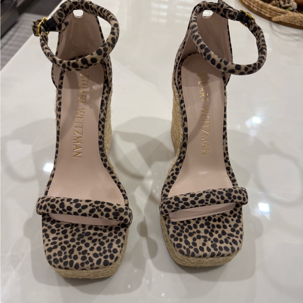Stuart Weitzman Animal Print Wedge Sandals